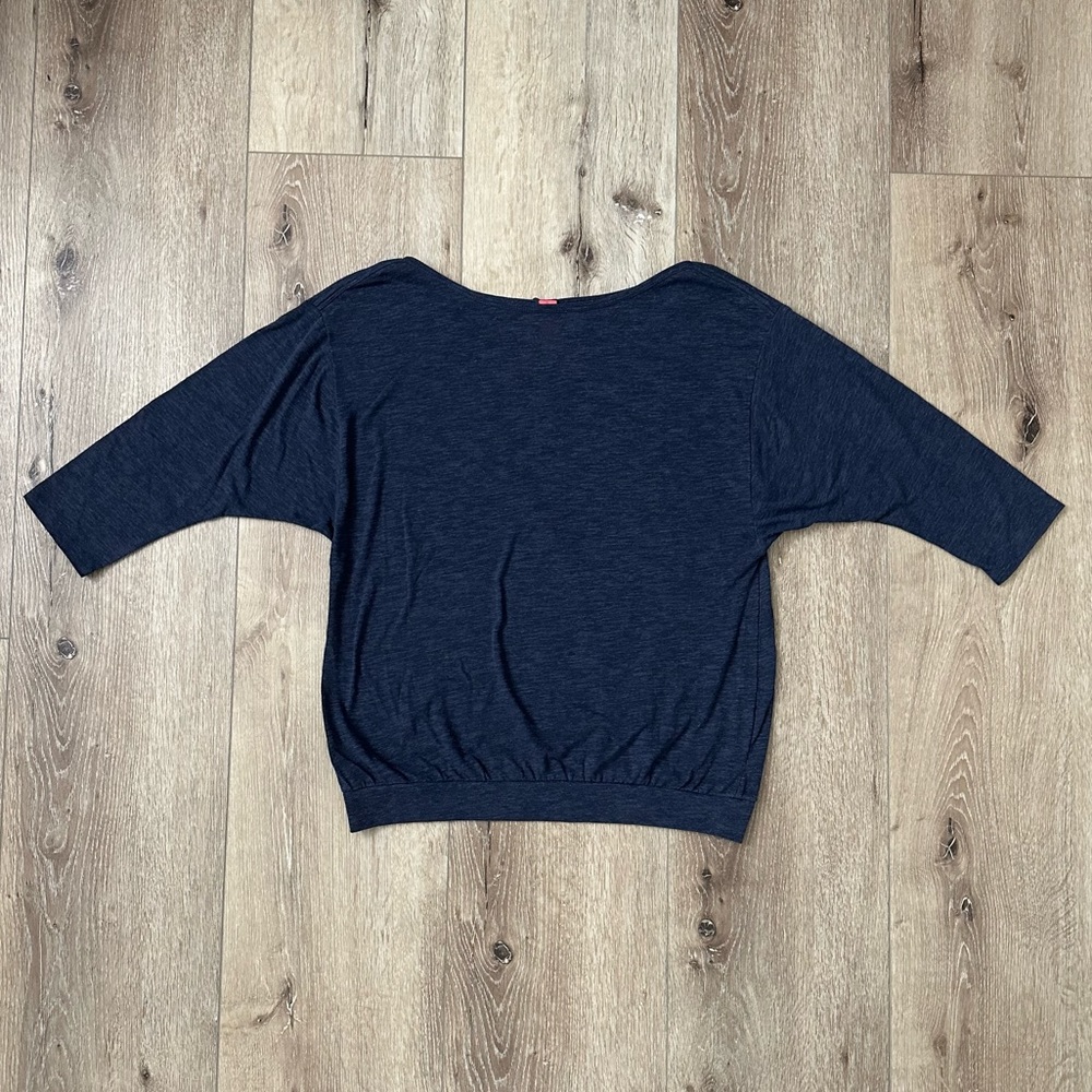 ANN TAYLOR LOFT Shirt 3/4 Length Sleeves Navy Blue Top Size Small